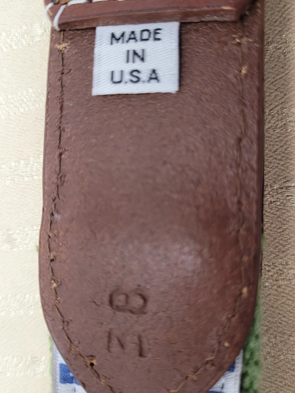 Peter Millar Bandon Trails Golf Belt Size 38 Canvas Leather Butterfly Logo Green